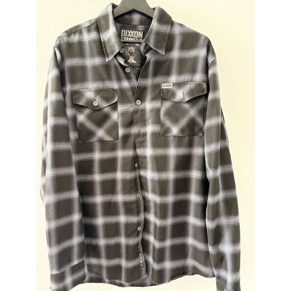 Dixxon Flannel Shirt Mens Large Danny G The Mission Black Plaid Long Sleeve